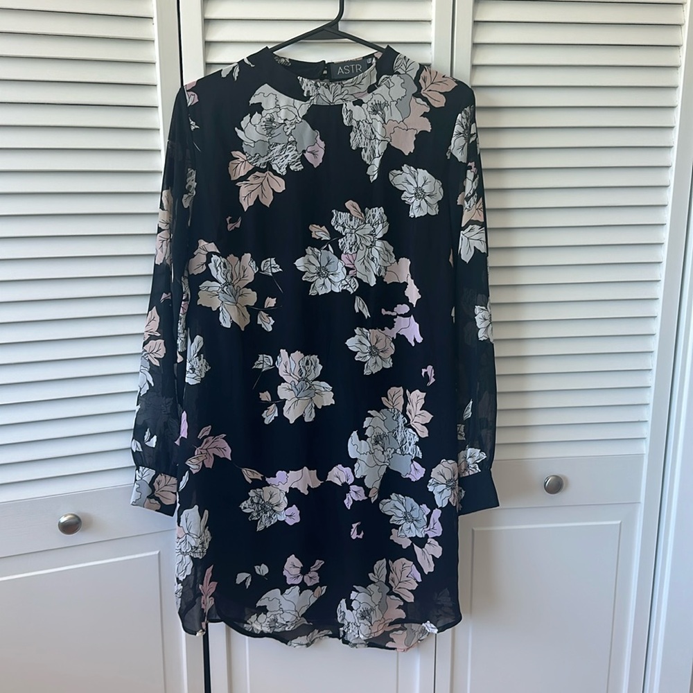 ASTR The Label mini black floral with pastel flowers dress